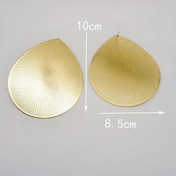 Gold Oval Shaped Copper Drop Earrings
